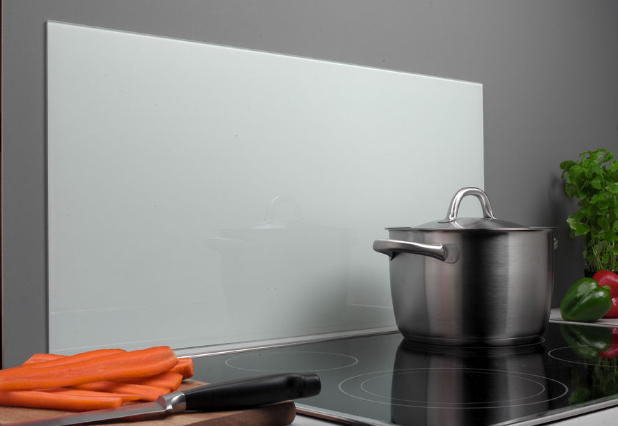 Spritzschutz Glas 40 x 60 cm weiß Glasrückwand Küche Herd Wand Ceran  Metallrückw